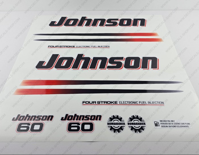 Johnson 60HP Four Stroke EFI 2002-2006 White Cowling Outboard Decal Kit